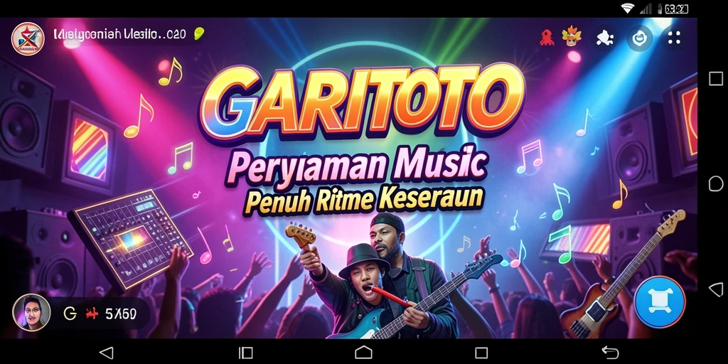Screenshot GARITOTO menampilkan gameplay penuh musik yang seru.