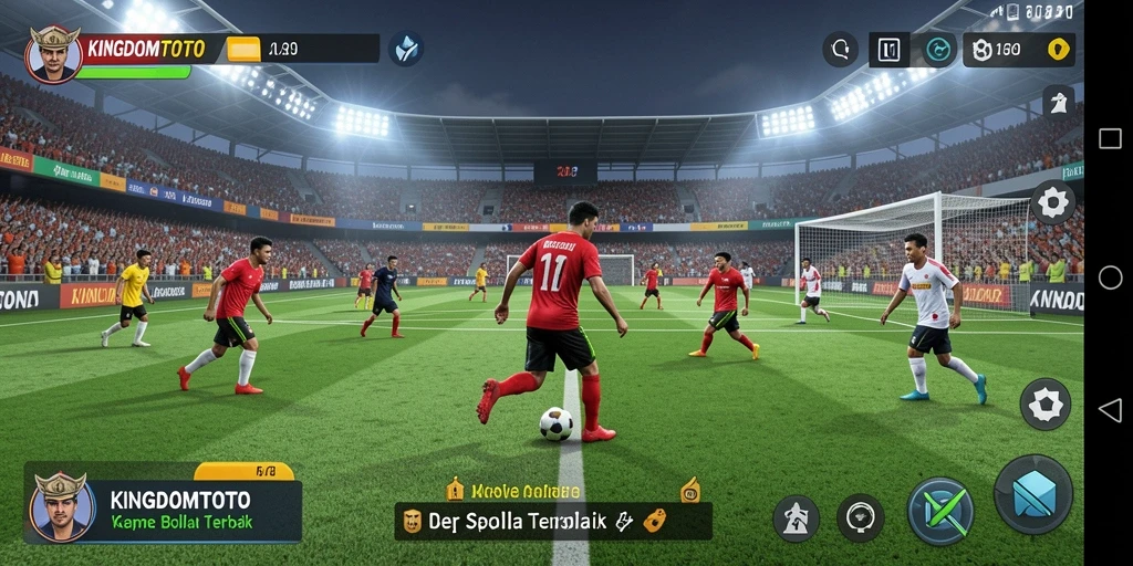 Tampilan gameplay mendebarkan dari KINGDOMTOTO dalam aksi sepak bola.