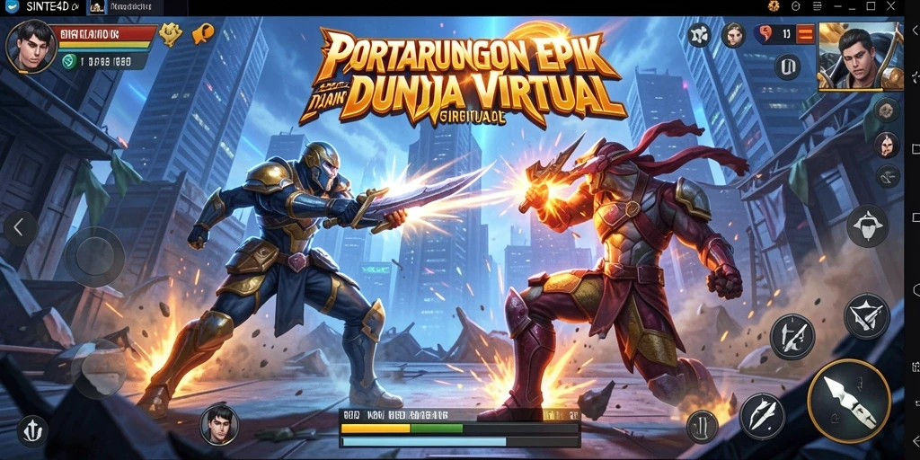 Screenshot gameplay SINTE4D menampilkan pertarungan karakter yang mendebarkan.